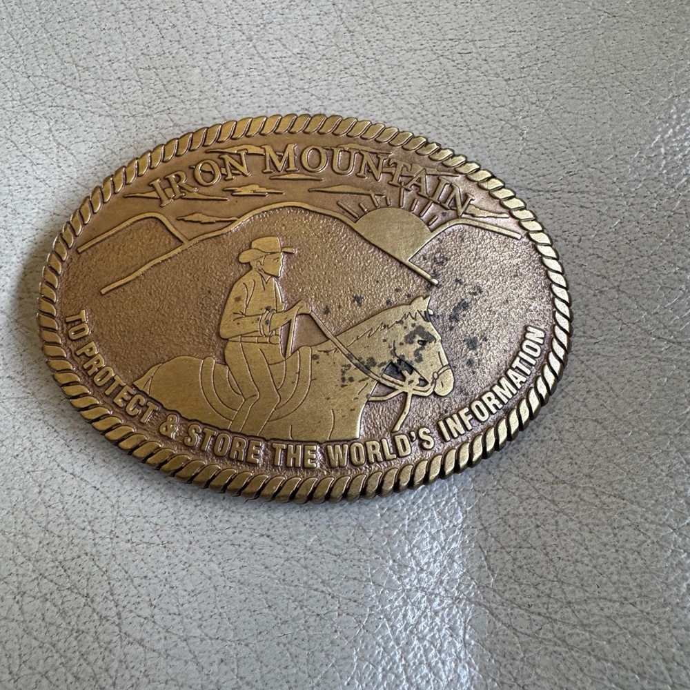 Iron Mountain Brass Belt Buckle